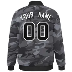 Black White Camo Varsity Letterman Bomber Jacket 4