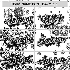 Black White Cashew Flower Graffiti V-Neck Hockey Jersey 3
