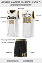 Black White Chest Slash Double Side Sports Basketball Jersey 3