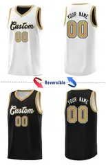 Black White Chest Slash Double Side Sports Basketball Jersey 4