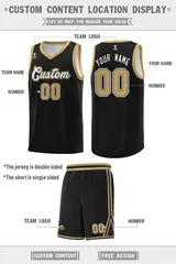 Black White Chest Slash Double Side Sports Basketball Jersey 5