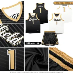 Black White Chest Slash Double Side Sports Basketball Jersey 6