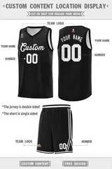 Black White Chest Slash Double Side Sports Basketball Jersey 2