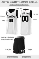 Black White Chest Slash Double Side Sports Basketball Jersey 3