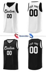 Black White Chest Slash Double Side Sports Basketball Jersey 5