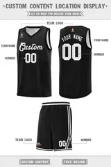 Black White Chest Slash Pattern Basketball Uniform Jersey 2
