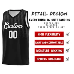 Black White Chest Slash Pattern Basketball Uniform Jersey 5