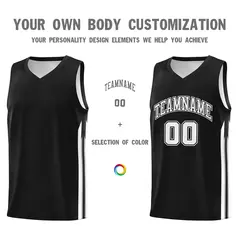 Black White Classic Athletic Casual Basketball Jersey 3