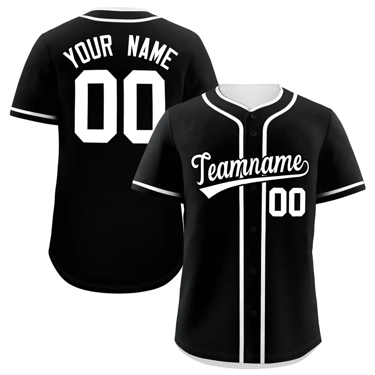Black White Classic Authentic Baseball Jersey