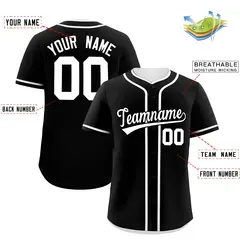 Black White Classic Authentic Baseball Jersey 2