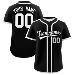 Black White Classic Authentic Baseball Jersey 1