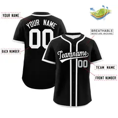 Black White Classic Authentic Baseball Jersey 2