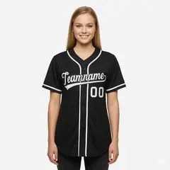 Black White Classic Authentic Baseball Jersey For Women