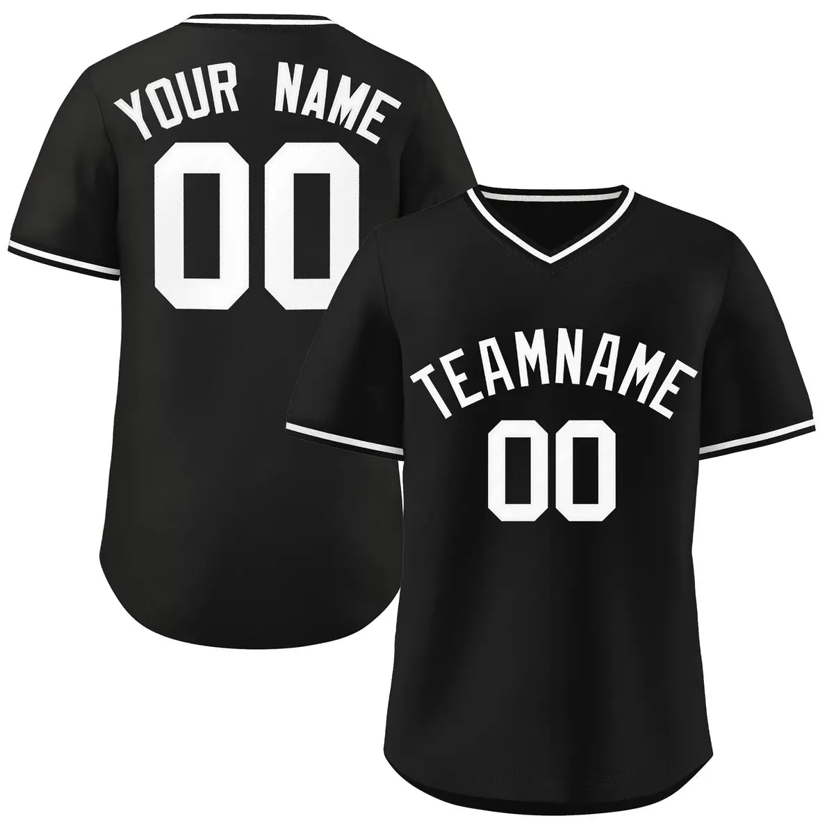 Black White Classic Authentic Pullover Baseball Jersey