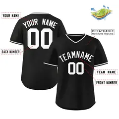 Black White Classic Authentic Pullover Baseball Jersey 2