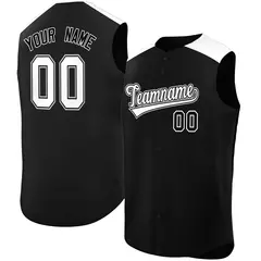 Black White Classic Authentic Sleeveless Baseball Jersey