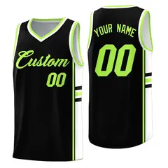 Black White Classic Color Block Varsity Basketball Jersey 1