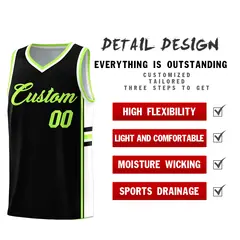 Black White Classic Color Block Varsity Basketball Jersey 2