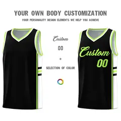 Black White Classic Color Block Varsity Basketball Jersey 3