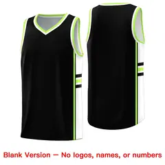 Black White Classic Color Block Varsity Basketball Jersey 6