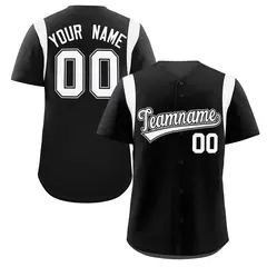 Black White Classic Full Button Baseball Jersey