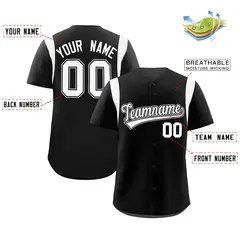 Black White Classic Full Button Baseball Jersey 2