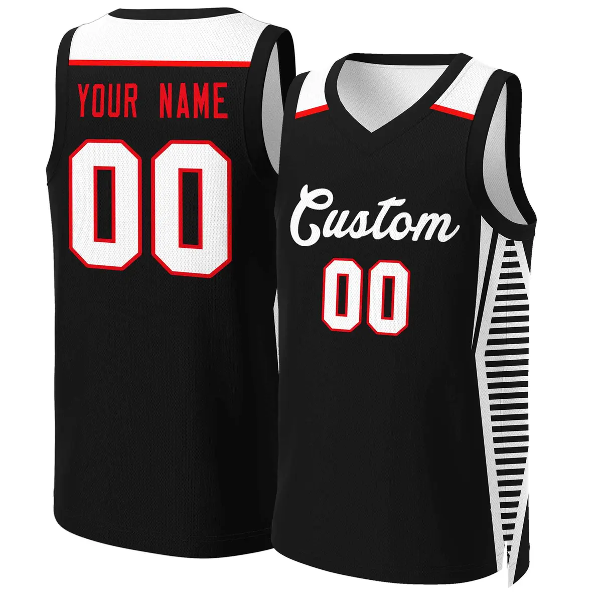 Black White Classic Mesh Basketball Jersey Tops