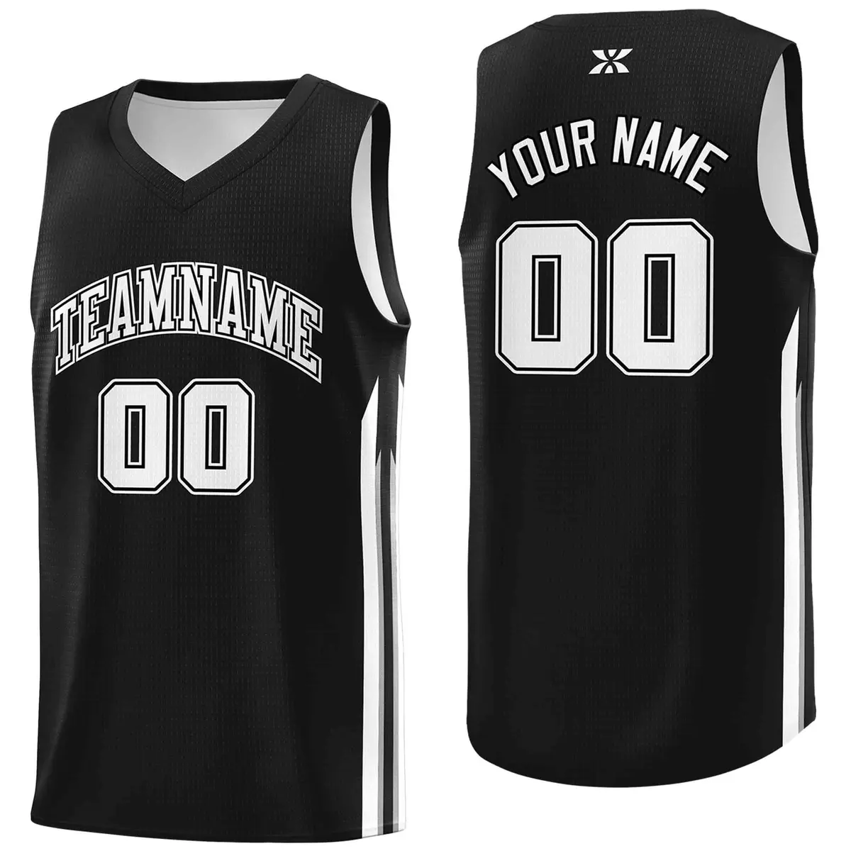 Black White Classic Mesh Bull Basketball Jersey