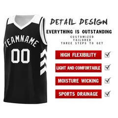 Black White Classic Mesh Sport Basketball Jersey 4