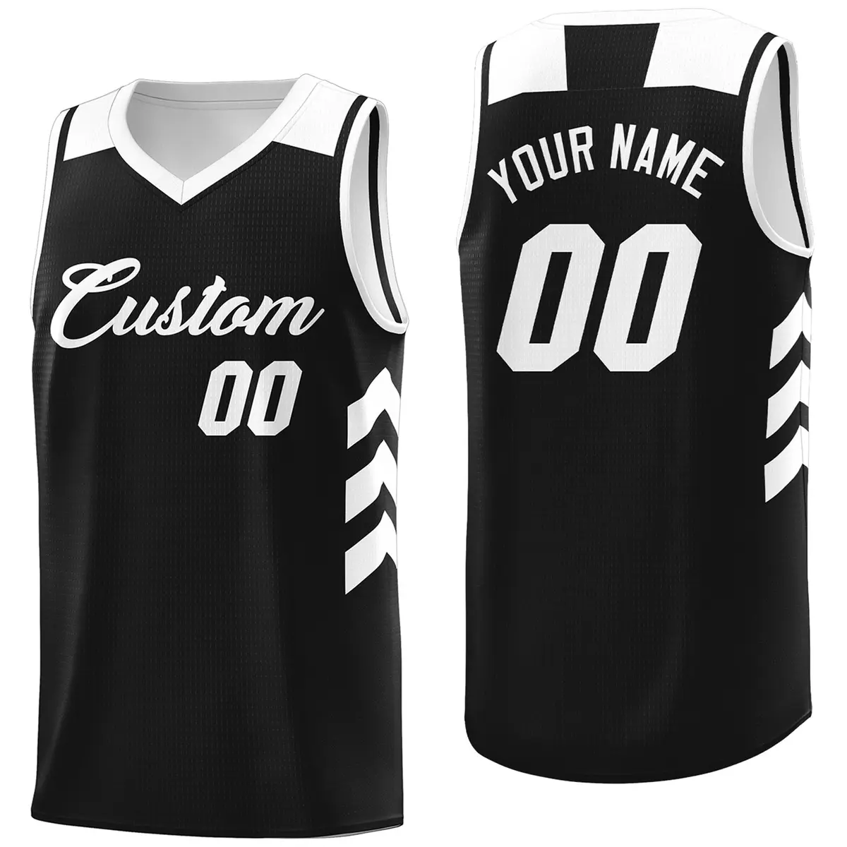 Black White Classic Mesh Sport Basketball Jersey