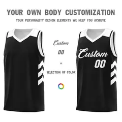 Black White Classic Mesh Sport Basketball Jersey 3