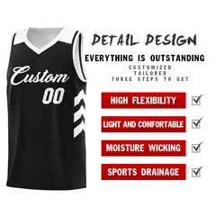Black White Classic Mesh Sport Basketball Jersey 4