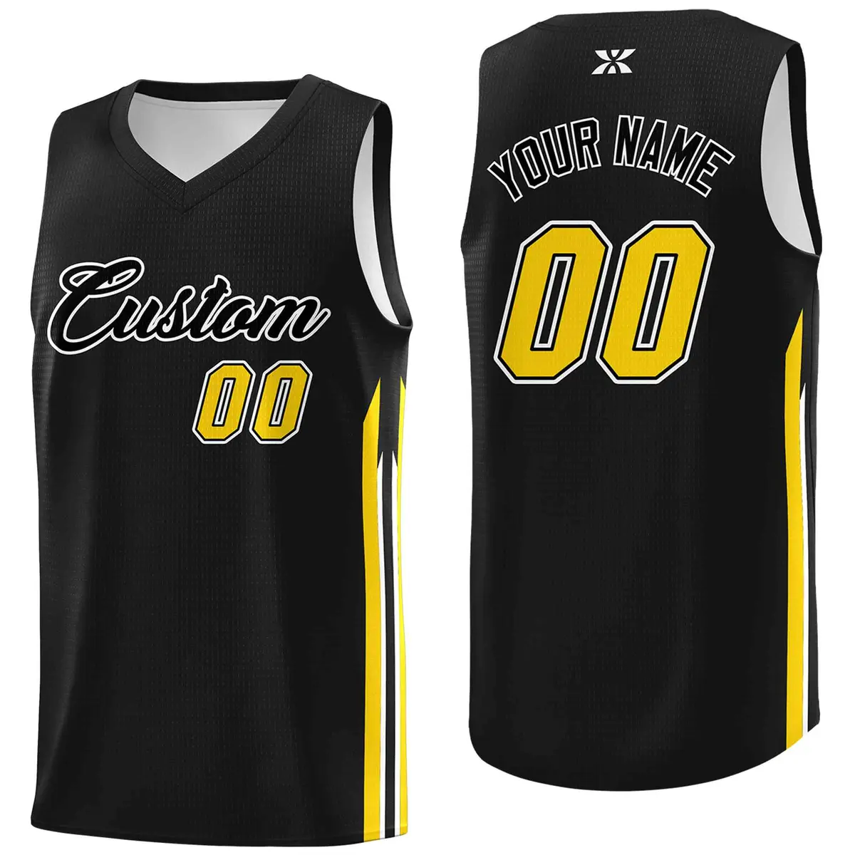 Black White Classic Mesh Sport Basketball Jersey