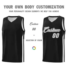 Black White Classic Mesh Sport Basketball Jersey 3
