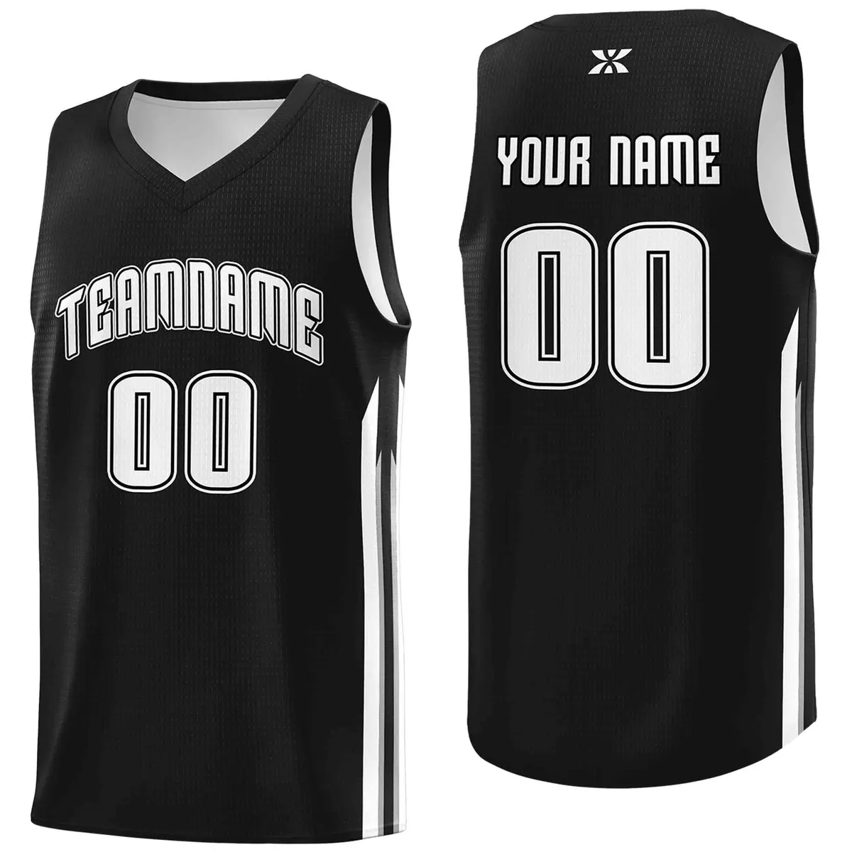 Black White Classic Mesh Sport Basketball Jersey