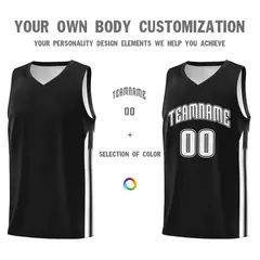 Black White Classic Mesh Sport Basketball Jersey 3