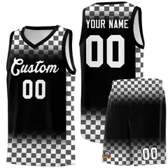 Black White Classic Plaid Basketball Uniform Jersey 1