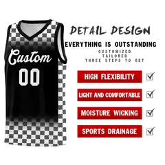 Black White Classic Plaid Basketball Uniform Jersey 2
