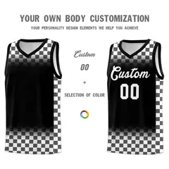 Black White Classic Plaid Basketball Uniform Jersey 3