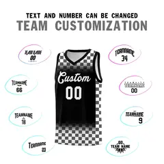 Black White Classic Plaid Basketball Uniform Jersey 4