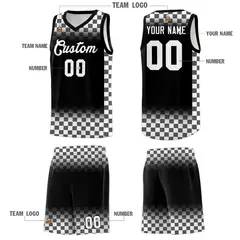 Black White Classic Plaid Basketball Uniform Jersey 5