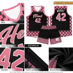Black White Classic Plaid Basketball Uniform Jersey 6