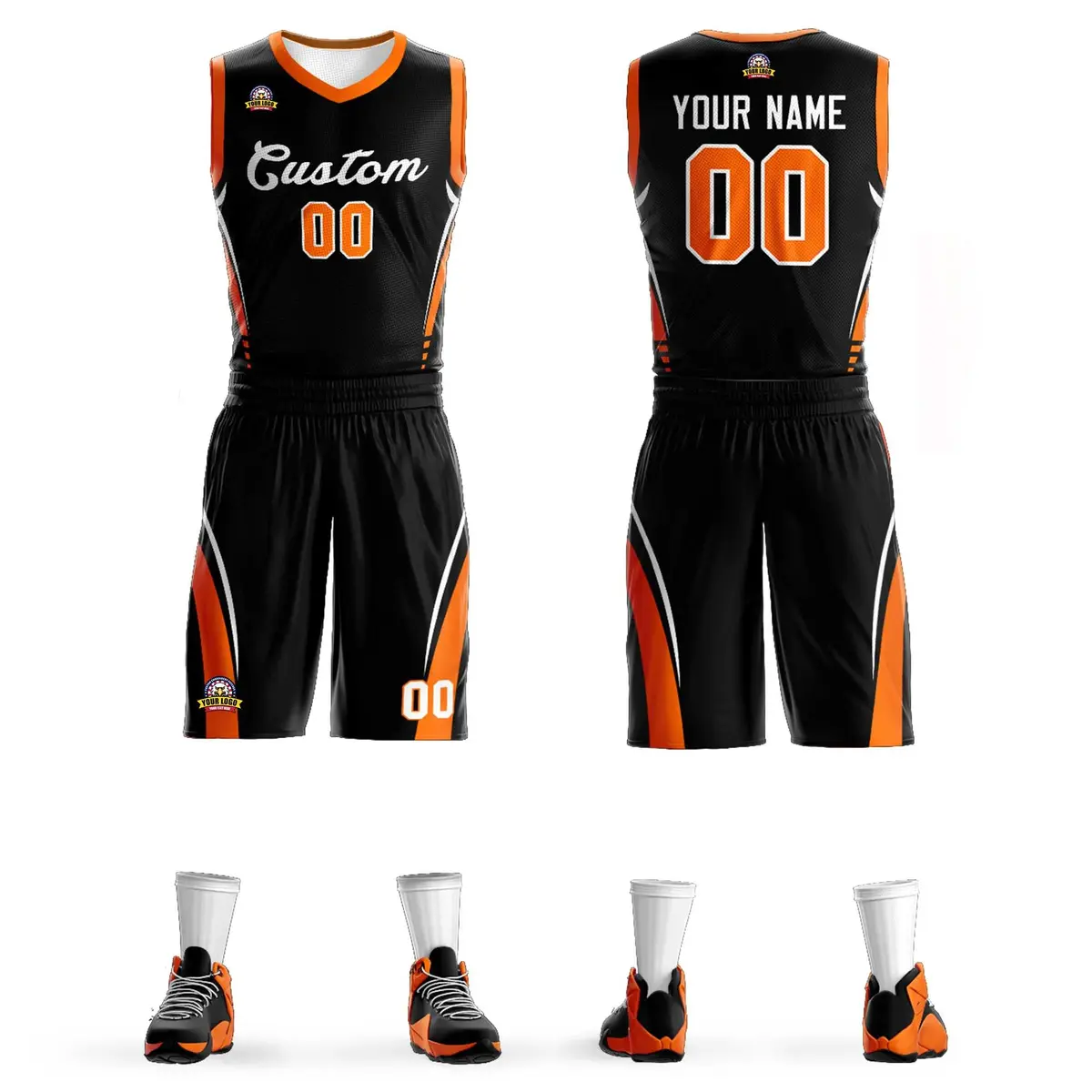 Black White Classic Sets Mesh Basketball Jersey