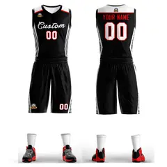 Black White Classic Sets Mesh Basketball Jersey