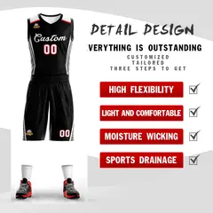 Black White Classic Sets Mesh Basketball Jersey 2