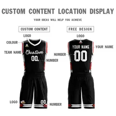 Black White Classic Sets Mesh Basketball Jersey 3