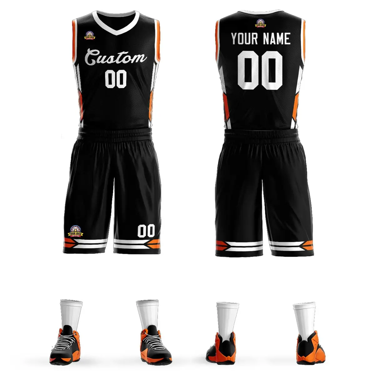 Black White Classic Sets Mesh Basketball Jersey