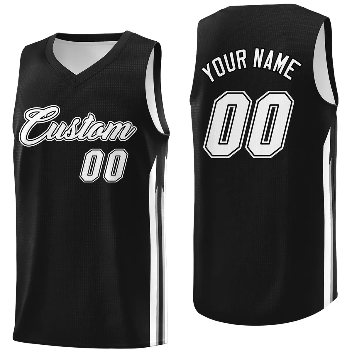 Black White Classic Sport Game Basketball Jersey