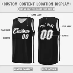 Black White Classic Sport Game Basketball Jersey 2