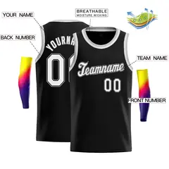 Black White Classic Sport Game Basketball Jersey 2